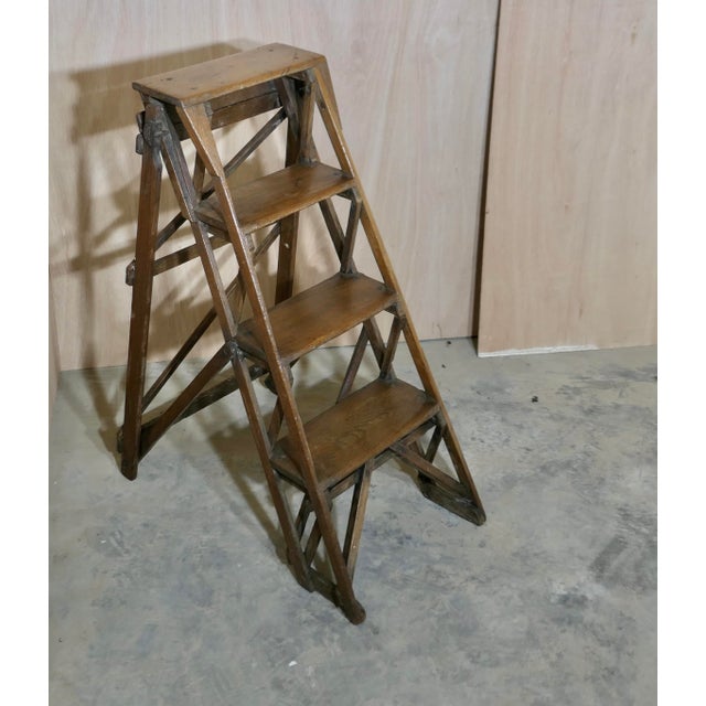 Industrial Victorian Alhathlat Shop Step Ladder, 1890s For Sale - Image 3 of 8