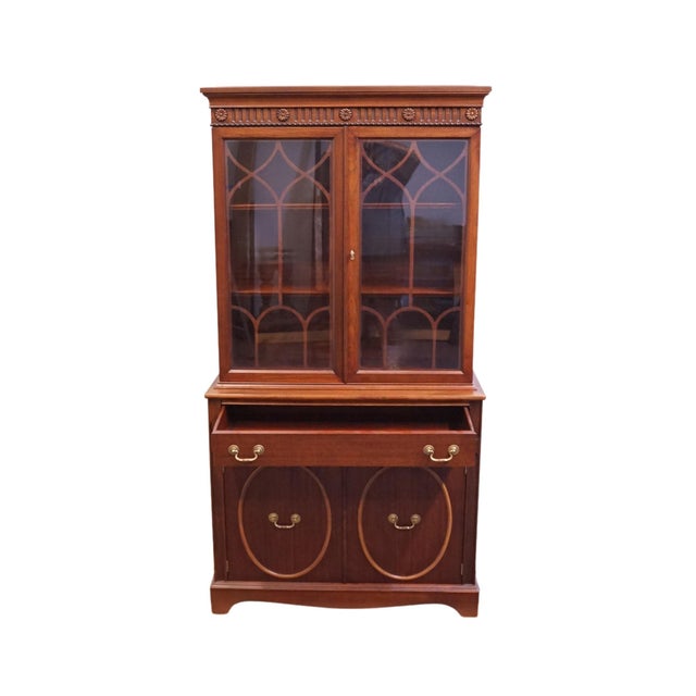 Vintage Antique Solid Mahogany Traditional Duncan Phyfe Inspired 39" China Cabinet 1236 For Sale - Image 9 of 15