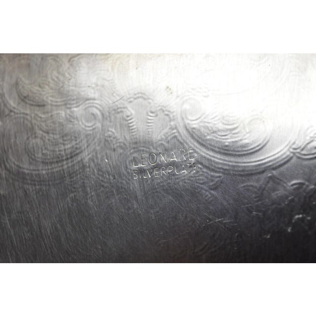 Vintage Leonard Silver Plated Small Twin Handle Serving Platter Bar Tray For Sale - Image 13 of 14