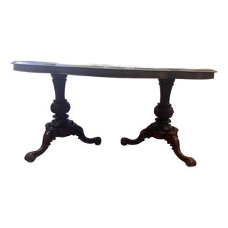 1980s Clover Leaf Pedestal Table in Dark Wood For Sale