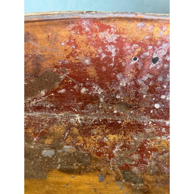 Vintage Wrought Iron and Copper Decorative Centerpiece Bowl / Jardinière For Sale - Image 9 of 13