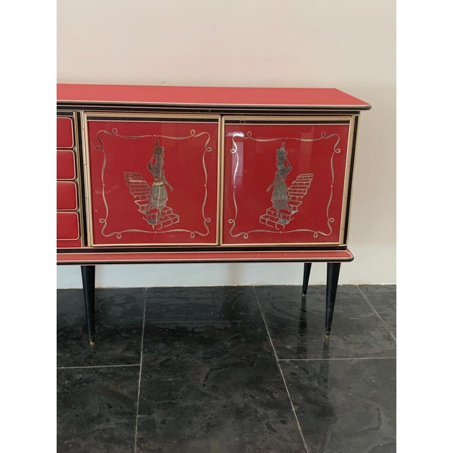 Credenza by Umberto Mascagni Rosso Bordeaux, 1950s For Sale - Image 14 of 14