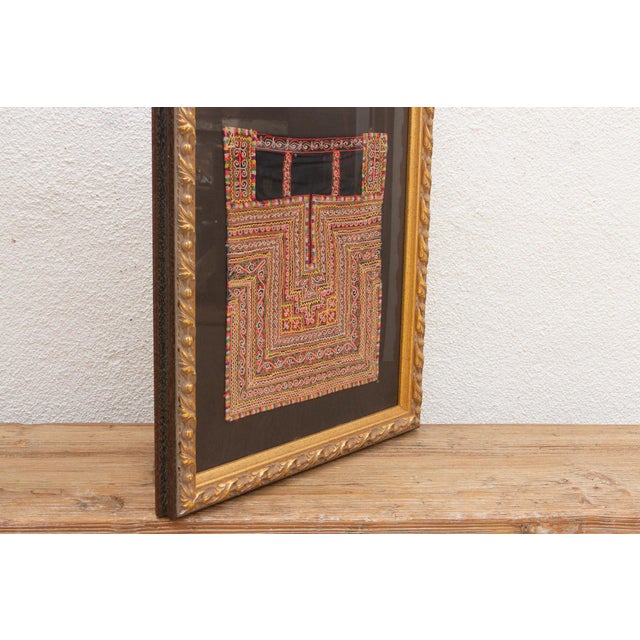 Black Ornate Framed Hmong Ethnic Textile Panel For Sale - Image 8 of 11