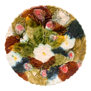 French Majolica Strawberries Plate Orchies, Circa 1890