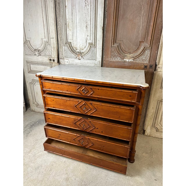 Brown Antique Chest of Drawers in Faux Bamboo, 1880s For Sale - Image 8 of 15
