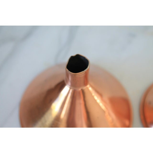 Farmhouse Vintage Copper Funnels S/3 For Sale - Image 3 of 9