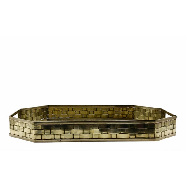 Octagonal Brass Serving Tray, Italy, 1970s For Sale - Image 4 of 8