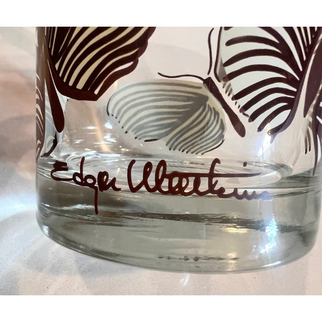 Mid-Century Modern Vintage Edgar Watkins Butterfly Rocks Glasses Set of 6 Signed Mid Century Modern For Sale - Image 3 of 3