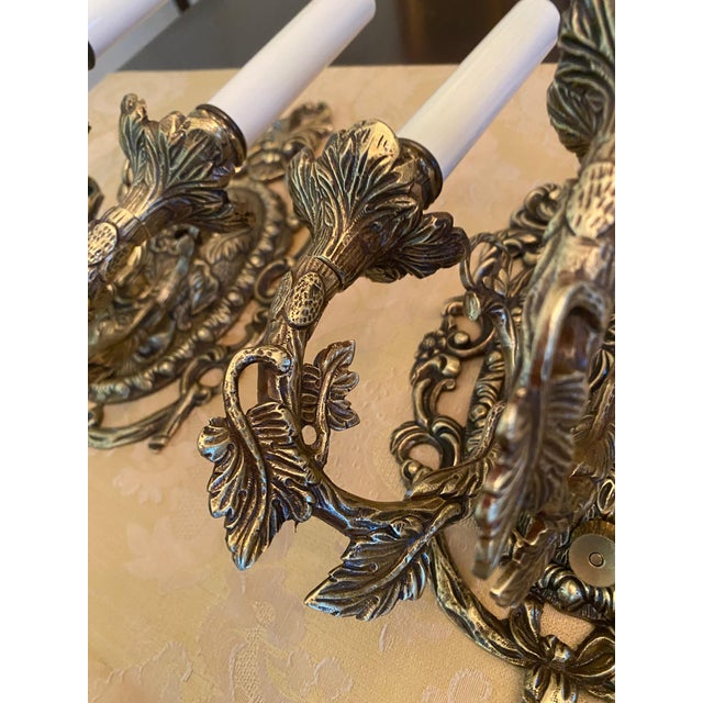 Baroque Antique French Rocco Triple-Arm Electric Wall Sconces in the Highly Sought After Baroque - a Pair For Sale - Image 3 of 6