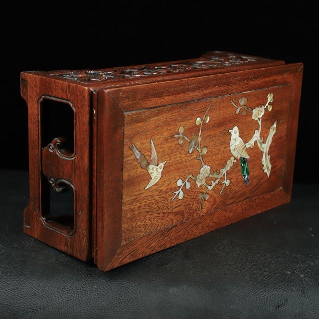 Wood Huali Rosewood Display Stand Inlaid With Mother-of-Pearl For Sale - Image 7 of 8