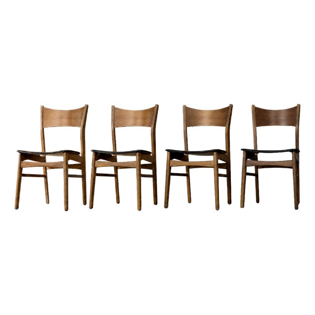 Mid-Century Scandinavian Modern Dining Chairs in Beech and Teak, 1960s, Set of 4 For Sale
