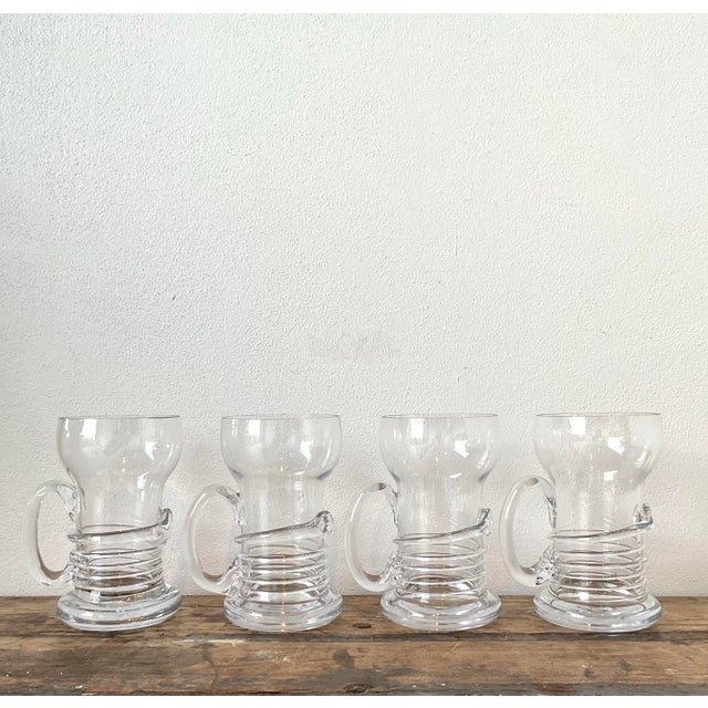 Transparent Vintage Original Blown Glass Pilsner Glasses - Set of 4 For Sale - Image 8 of 12