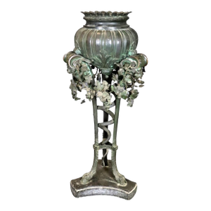 Outstanding Bronze Rams Head Monumental Planter With Removable Lid