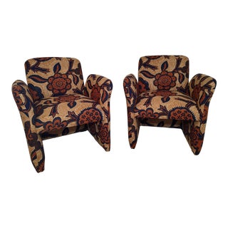 1980s Modular Matching Pattern Chicklet Chairs Attributed to Ray Wilkes - a Pair For Sale