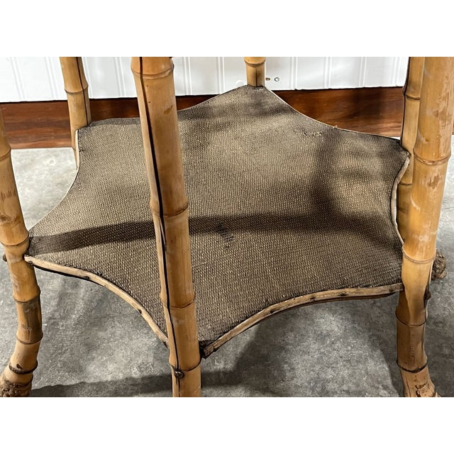 Antique Japanoise Bamboo Table With Leather Top For Sale - Image 9 of 14