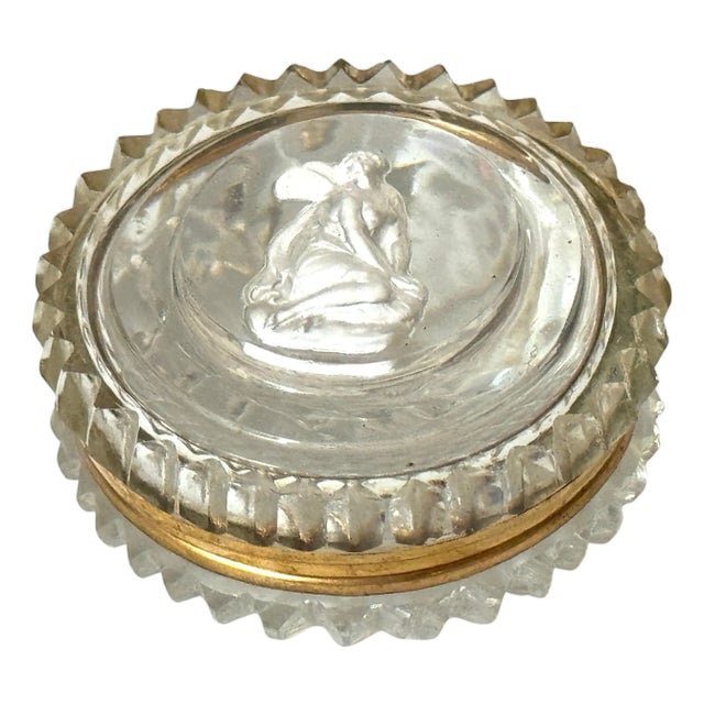 French Baccarat Crystal Patch Box with Sulfide Cameo of Psyche, 1840-1860 For Sale