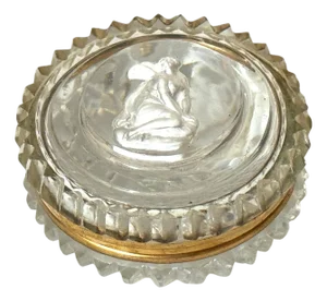 French Baccarat Crystal Patch Box with Sulfide Cameo of Psyche, 1840-1860