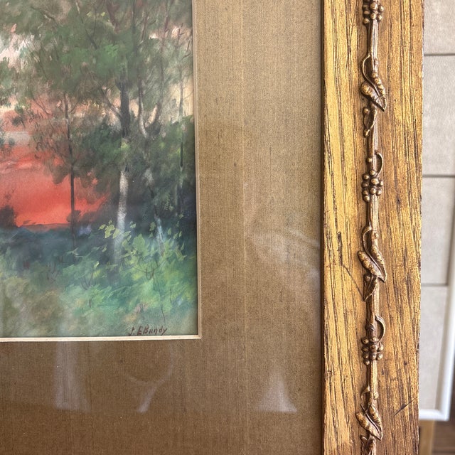 Early 20th Century Beech Woods by John Elwood Bundy Framed Watercolor For Sale - Image 9 of 11
