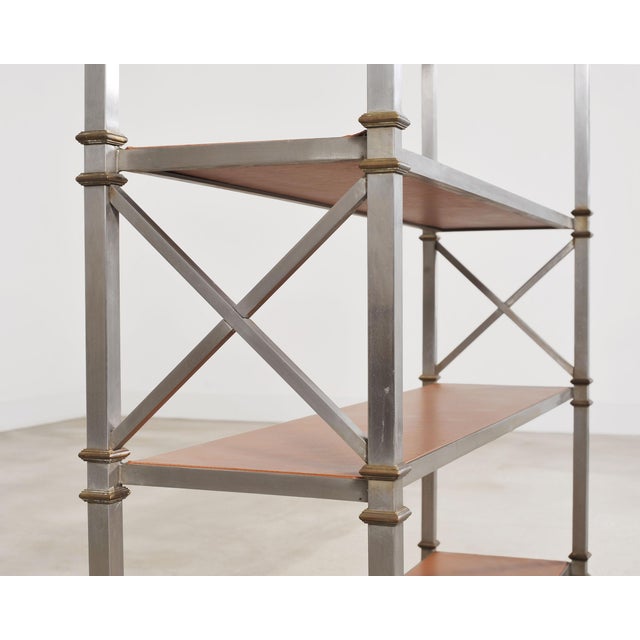 Maison Jansen Style Steel Bronze Neoclassical Bookcase Étagère For Sale - Image 10 of 18