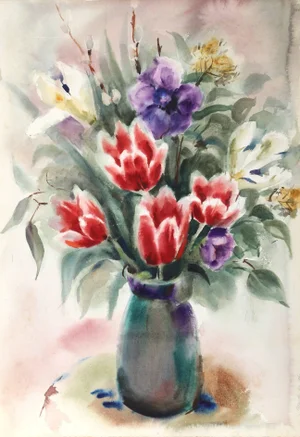 Eve Nethercott Flowers, Watercolor by Eve Nethercott 1961
