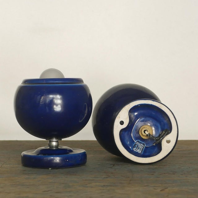 Space Age Glazed Ceramic Wall Lights, 1960s, Set of 2 For Sale - Image 11 of 12