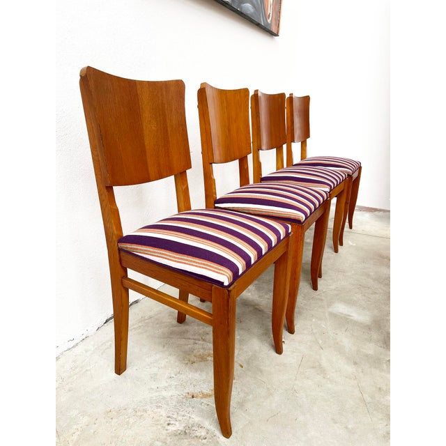 Striped Fabric Chairs, 1950s, Set of 6 For Sale - Image 6 of 16