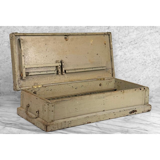 Early 20th Century Antique Primtive Painted Wood Tool Box Chest For Sale - Image 5 of 13