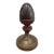 18th Century French Provincial Turned Walnut Finial on Brass Base For Sale
