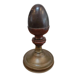 18th Century French Provincial Turned Walnut Finial on Brass Base