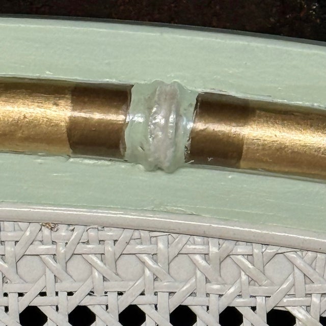 1970s Parcel Gilt Faux Bamboo Arched Queen Headboard - Newly Painted For Sale - Image 10 of 13