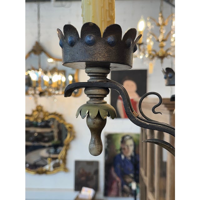 1920s Italian Six Light Chandelier For Sale - Image 6 of 8
