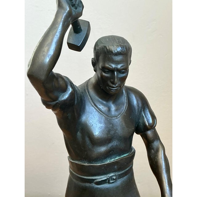 Vintage Bronze Blacksmith Sculpture For Sale - Image 14 of 14