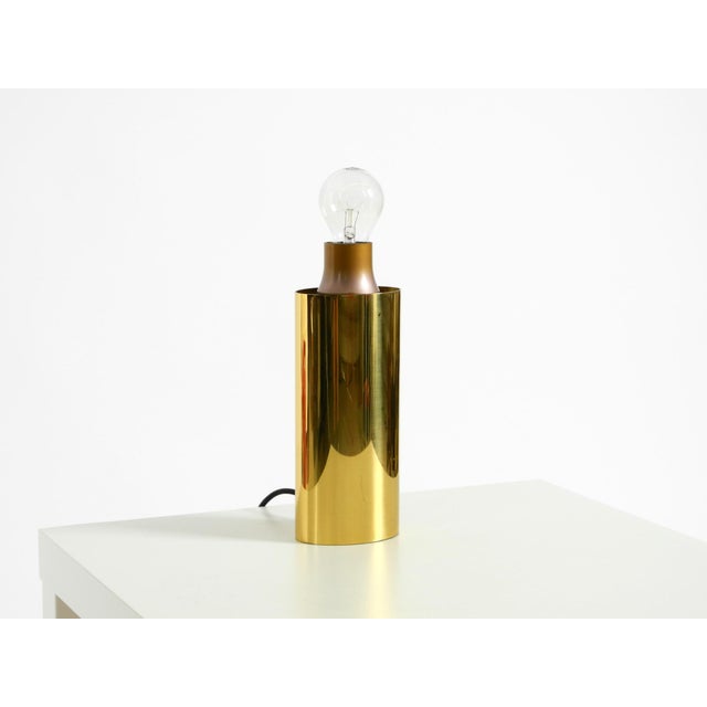 Vintage Brass Table Lamp with Wild Silk Shade from Vereinigte Werkstätten Collection, 1970s For Sale - Image 14 of 18