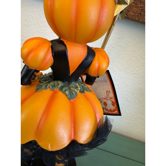 2000 - 2009 Whimsical Halloween Girl, Pumpkin Head Sculpture, With a Crown and Wand With Star Cheerful For Sale - Image 5 of 8