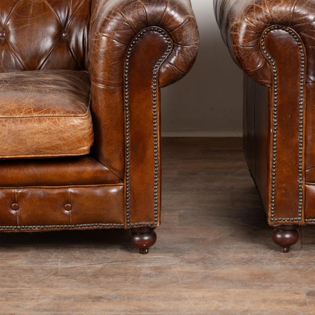 Pair of 20th Century English Chesterfield Club Chairs For Sale - Image 10 of 13
