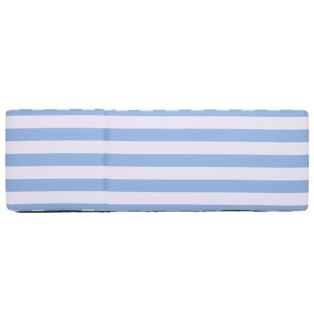 White Gillian Chaise Lounge, Heather Tan/Baby Blue Stripe For Sale - Image 8 of 12