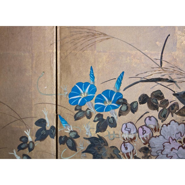 1950s 1950-1960s Showa Era Pair of Painted Japanese Byobu Screens For Sale - Image 5 of 18
