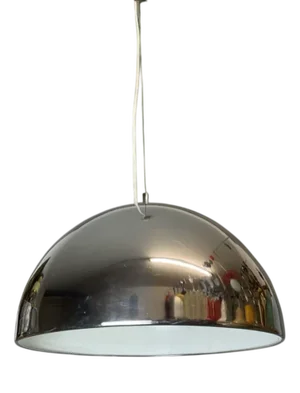Mid-Century Modern Italian Silver Chromed Hanging Lamp by Reggiani, 1970s