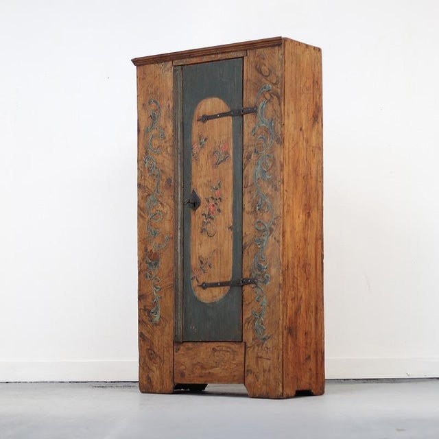 Primitive Farmhouse 18th Century Painted Folk Art Bridal Cabinet For Sale - Image 5 of 18