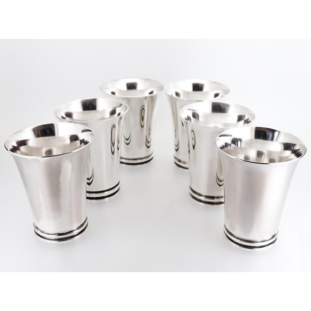 Metal Antique Set of 6 Georg Jensen Sterling Silver 'Pyramid' Cocktail Cups No. 600 A For Sale - Image 7 of 12