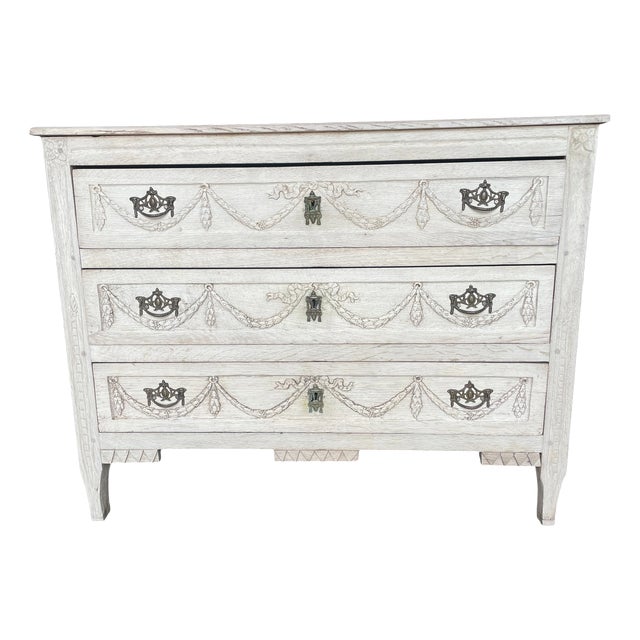 Louis XVI Chest of Drawers in Oak and Brass Handles, 1820 For Sale