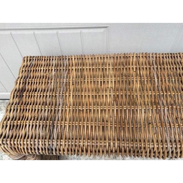 Brown 1980s Vintage Wicker Console For Sale - Image 8 of 10