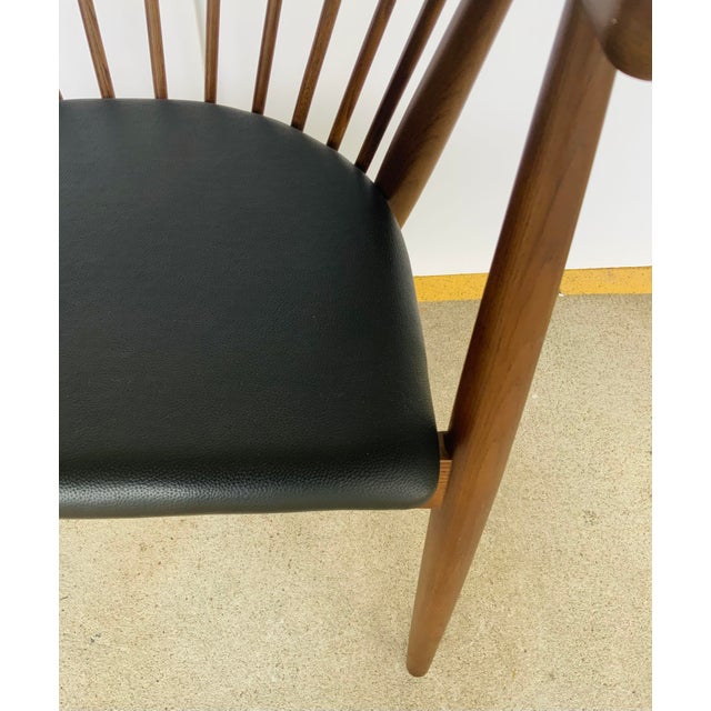 MidCentury Modern Style Black Leather Spindle Occasional Chair Chairish