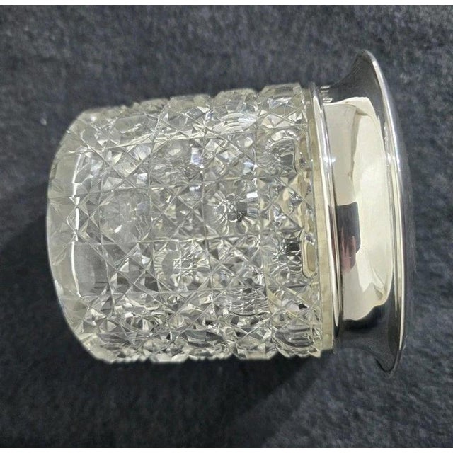 Glass Antique Sterling Silver & Cut Glass Dressing Table Jar, 1918 For Sale - Image 7 of 17