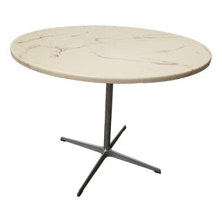 Mid-Century Danish Metal and Faux Marble Table, 1970s For Sale
