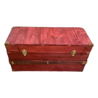 Steamer Trunk in Barn Red For Sale