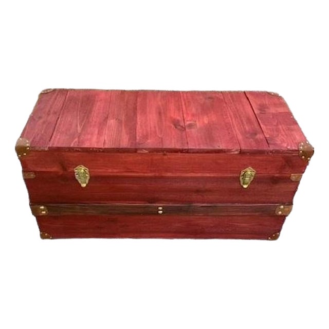 Steamer Trunk in Barn Red For Sale