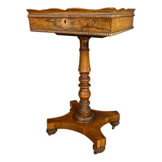 Victorian Rosewood Teapoy on Turned Pedestal Base, England, 1850s For Sale