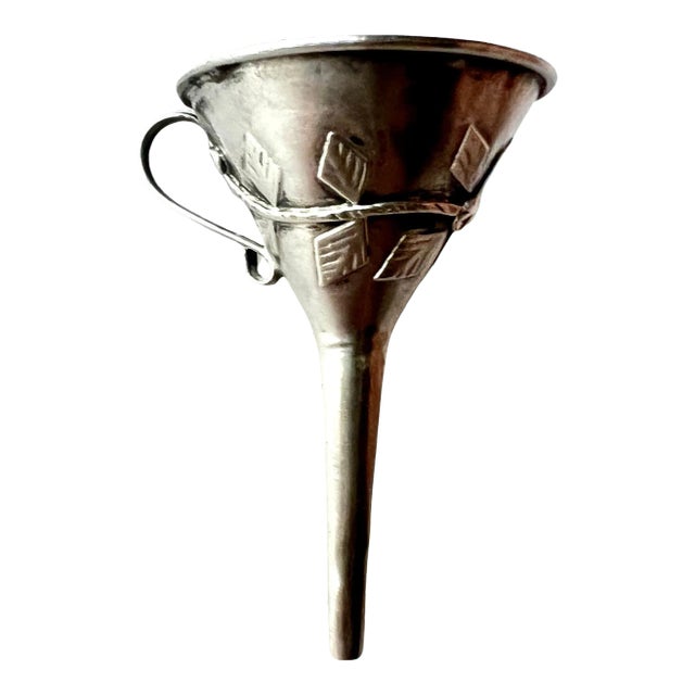 19th Century Sterling Silver Repoussé or Filigree Perfume Funnel For Sale