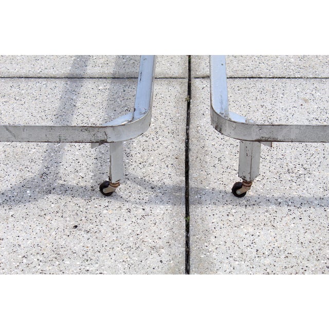 Pair of Vintage White Twin-Size Beds With Gothic Revival Style Headboards & Metal Frames For Sale - Image 17 of 17